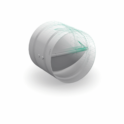 HoKa Back flow damper with socket for vertical montage, model 1