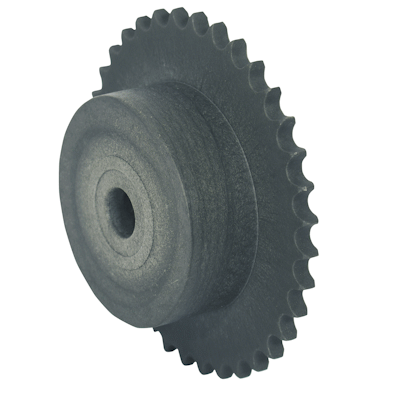 Plastic sprocket DIN 08B-1 - Moulded Nylon PA6. Simplified view