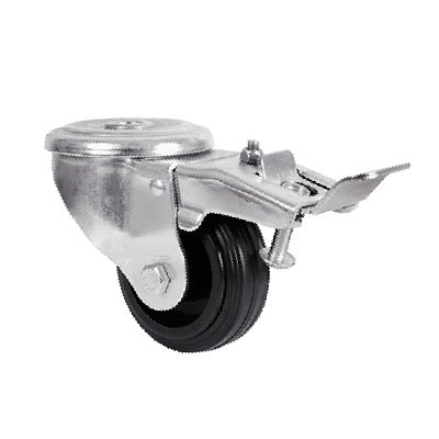 Roulette caoutchouc à trou central - Charge lourde jusqu’à 215 kg. Représentation simplifiée