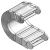 Fully enclosed (lids openable along the outer radius, from one side)