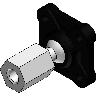Flange bearing with ball stud, female thread