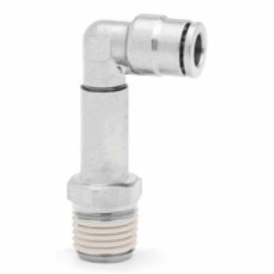 Extended swivel elbow, adaptor O/D tube to male NPTF thread