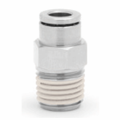 Straight adaptor, inch O/D tube to male NPTF taper