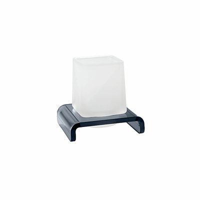 Tabletop tumbler holder with satined glass tumbler
