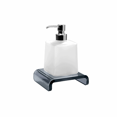 Tabletop soap dispenser with satined glass container and chrome-platedbrass pump