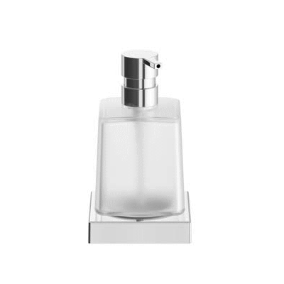 Tabletop soap dispenser with glass container and pump in finishing