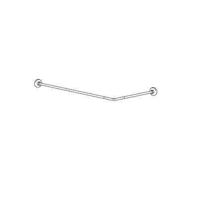 Brass shower rod, for corner, with 2 wall fixtures and 3 tubesØ 2 cm, not extensible