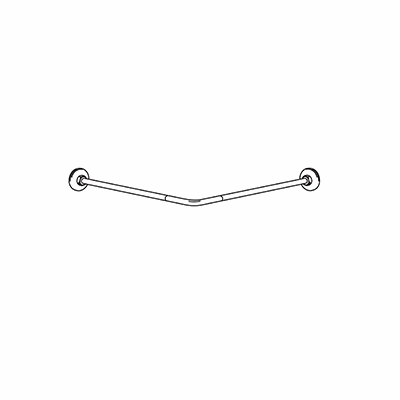 Brass shower rod, for corner, with 2 wall fixtures and 3 tubesØ 2 cm, not extensible