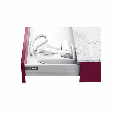 Hairdryer for drawer with safety thermostat