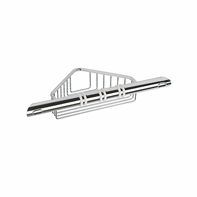 Grab-bar for shower, with anti-slip thermoplastic rubber andbasket