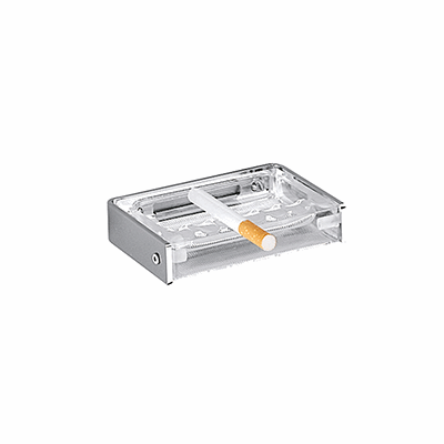 Wall-mounted ashtray, with extra clear transparent glass dish