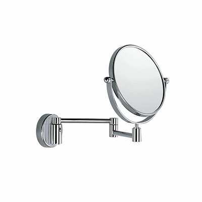 Wall-mounted magnifying mirror, double jointed arm, 18 cm Ømirror, double sided, pivoting