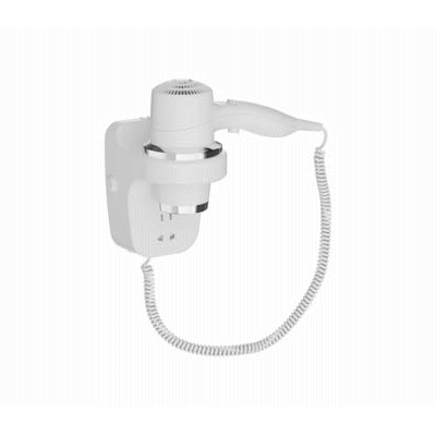 Hairdryer with safety thermostat and electrical plug. Push-and-pull mechanism. 3 different speeds. 1800W
