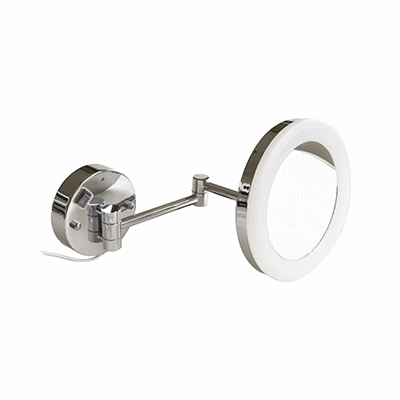 Wall-mounted magnifying mirror with LED lighting, with jointedarm, L 25 cm mirror
