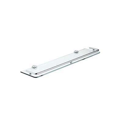 Tempered crystal shelf with low railing, 6 mm glass