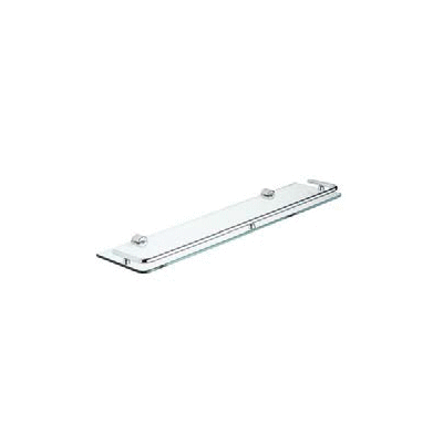 Tempered crystal shelf with low railing, 6 mm glass