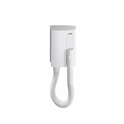 Hairdryer with timer and safety thermostat in white plastic