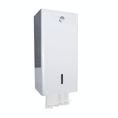 Interleaved toilet paper dispenser