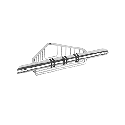 Grab-bar for shower, with anti-slip thermoplastic rubber andbasket