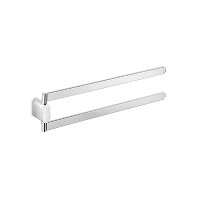 Double swing arm towel holder