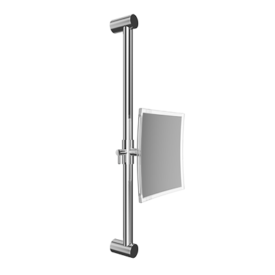Wall-mounted magnifying mirror on slide rail bar