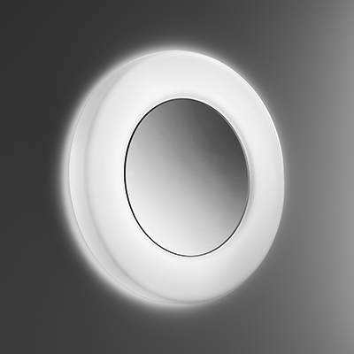 lamp with satined glass diffuser and central mirror