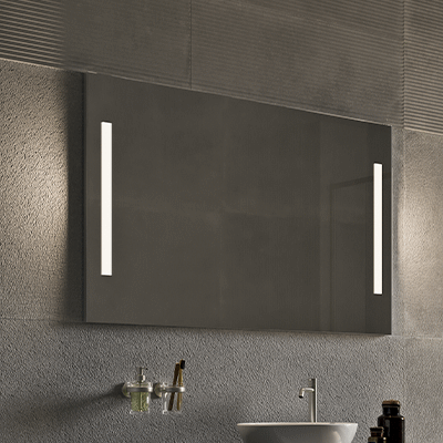 Mirror with satinated aluminum frame