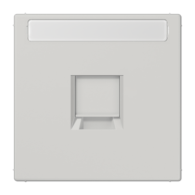 Abdeckung (gerastet) für Modular-Jack-Steckbuchsen, 1fach, UMA-CAT6A, RADIALL, Panduit, Assmann, mit Schriftfeld, Serie LS, lichtgrau