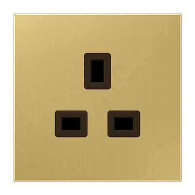 Steckdose, British Standard, 13 A 250 V ~, Schraubklemmen, mit Berührungsschutz, Messing, Serie LS, Messing classic