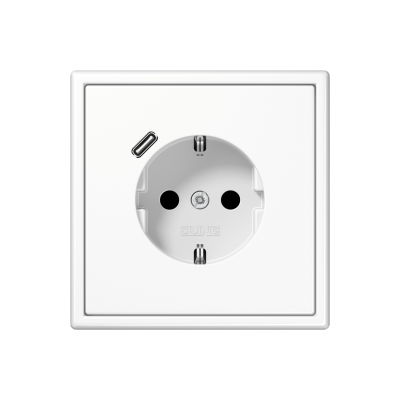 SCHUKO®-Steckdose mit USB-Ladegerät, Safety+, LS 990, alpinweiß