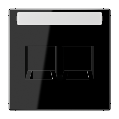 Abdeckung (gerastet) für Modular-Jack-Steckbuchsen, 2fach, EMT, AMP, MTRJ, mit Schriftfeld, Serie LS, schwarz