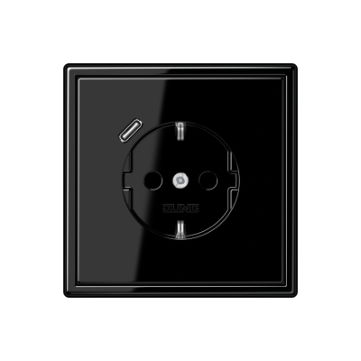 SCHUKO®-Steckdose mit USB-Ladegerät, Safety+, LS 990, schwarz