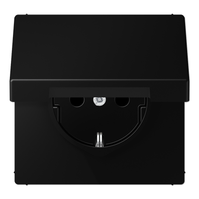 SCHUKO®-Steckdose, 16 A 250 V ~, Schraubklemmen, Klappdeckel, Duroplast lackiert, Serie LS, graphitschwarz matt