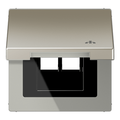 Klappdeckel mit Rückstellfeder, mit Symbol LAN, senkrechte und waagerechte Montage, Serie LS, Edelstahl