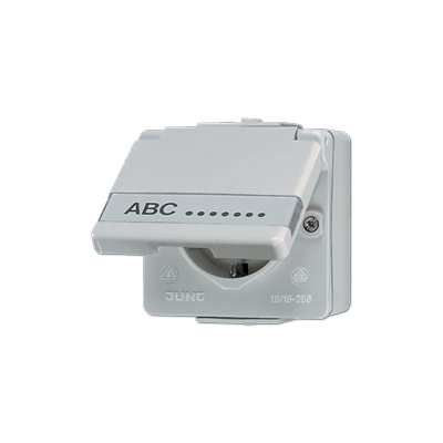 SCHUKO®-Steckdose, 16 A 250 V ~, mit Schriftfeld, IP 44, WG 600