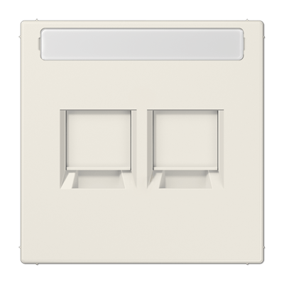 Abdeckung (gerastet) für Modular-Jack-Steckbuchsen, 2fach, EMT, AMP, MTRJ, mit Schriftfeld, Serie LS, weiß