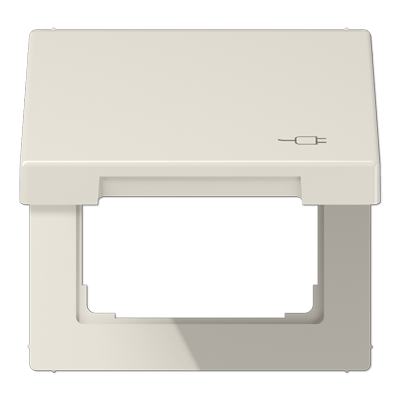 Klappdeckel (mit Rückstellfeder), mit Symbol Stecker, Thermoplast, Serie LS, weiß (ivory)
