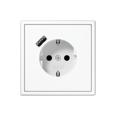 SCHUKO®-Steckdose mit USB-Ladegerät, Safety+, LS 990, alpinweiß