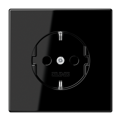 SCHUKO®-Steckdose, 16 A 250 V ~, Schraubklemmen, Duroplast, Serie LS, schwarz