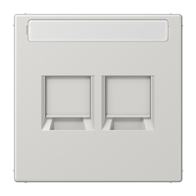 Abdeckung (gerastet) für Modular-Jack-Steckbuchsen, 2fach, EMT, AMP, MTRJ, mit Schriftfeld, Serie LS, lichtgrau