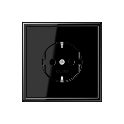 SCHUKO®-Steckdose, Schraubklemmen, LS 990, schwarz