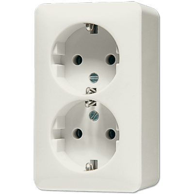 SCHUKO®-Zweifach-Steckdose, 16 A 250 V ~, 47 mm, AP 600, weiß