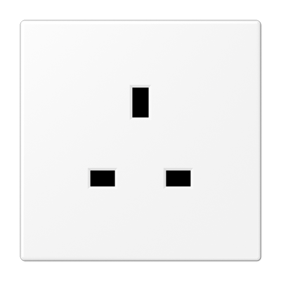 Steckdose, British Standard, 13 A 250 V ~, Schraubklemmen, mit Berührungsschutz, Duroplast lackiert, Serie LS, schneeweiß matt