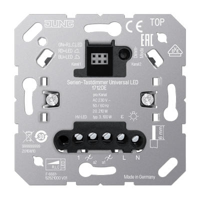 Serien-Tastdimmer Universal LED, mit Nebenstelleneingang, UP