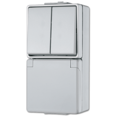 SCHUKO®-Steckdose 16 A 250 V ~ mit Serienschalter 10 AX 250 V ~, IP 44, WG 600