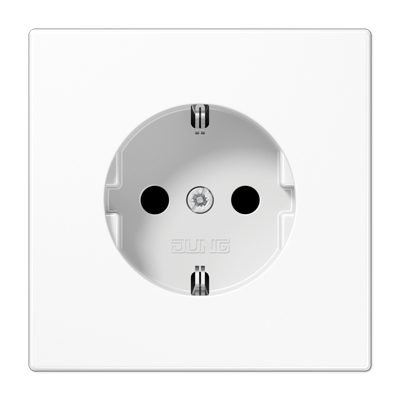 SCHUKO®-Steckdose, 16 A 250 V ~, ohne Krallen, Duroplast, Serie LS, alpinweiß