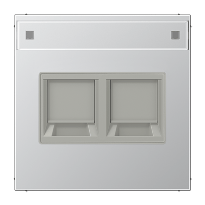 Abdeckung (gerastet) für Modular-Jack-Steckbuchsen, 2fach, EMT, AMP, MTRJ, mit Schriftfeld, Serie LS, Aluminium