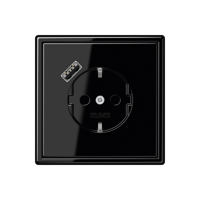 SCHUKO®-Steckdose mit USB-Ladegerät, Safety+, LS 990, schwarz