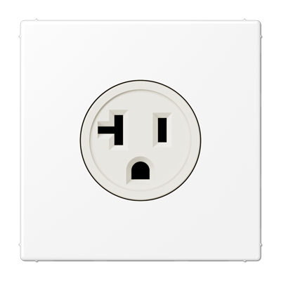 Steckdose, US-Norm NEMA, 20 A 125 V ~, Schraubklemmen, Thermoplast lackiert, Serie LS, schneeweiß matt