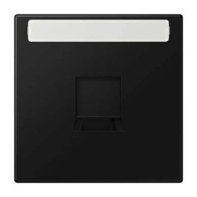 Abdeckung (gerastet) für Modular-Jack-Steckbuchsen, 1fach, UMA-CAT6A, RADIALL, Panduit, Assmann, mit Schriftfeld, Serie LS, graphitschwarz matt